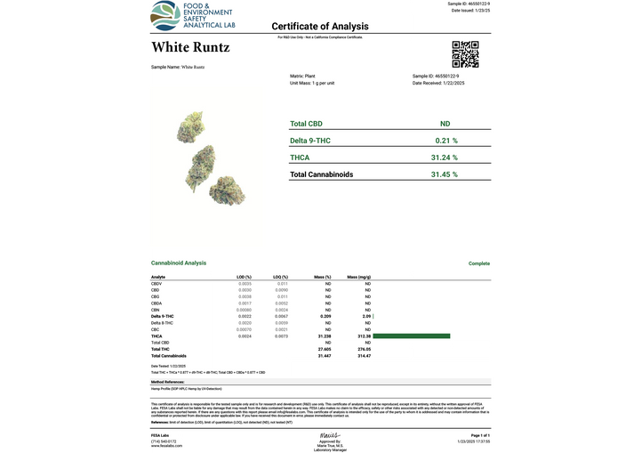 WHITE RUNTZ THCA FLOWER